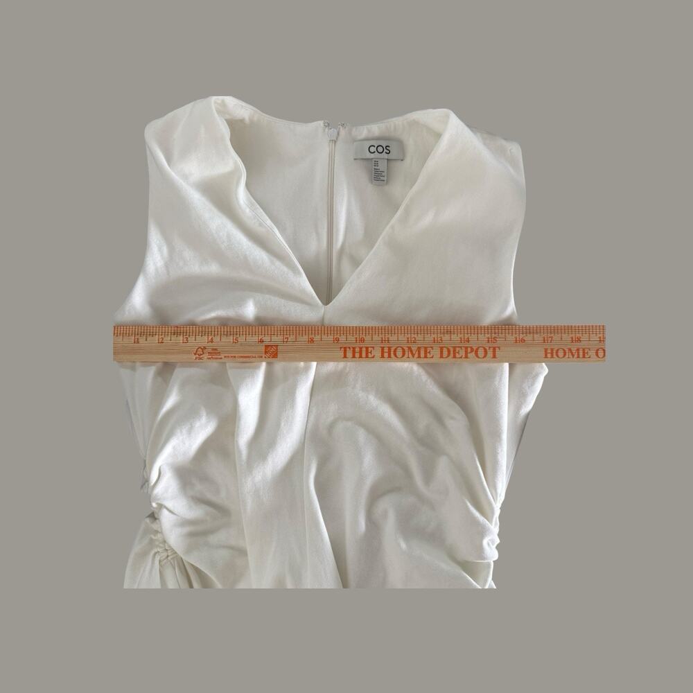 COS Gathered Asymmetric White Midi Dress M - Picture 11 of 13